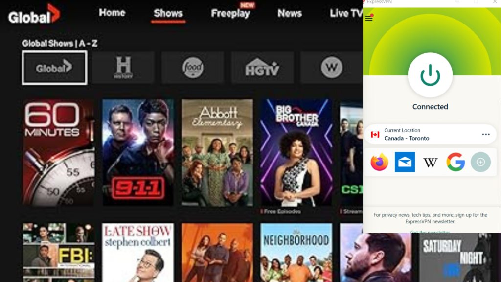 Now I could watch Global TV in the UK with a ExpressVPN