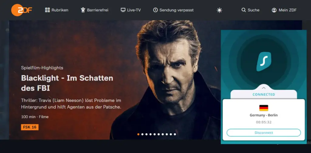 I could watch ZDF in the UK with SurfShark